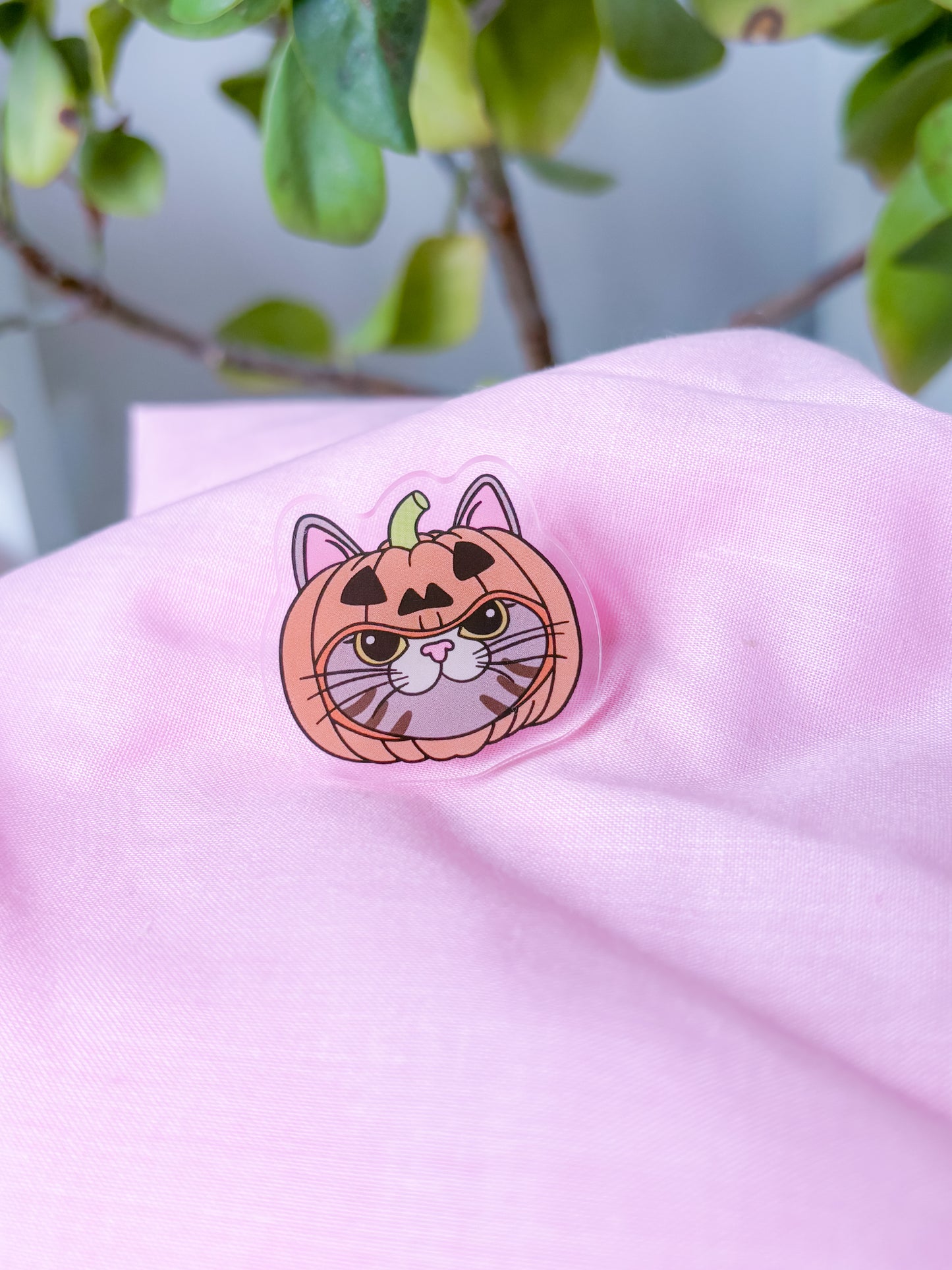 Pumpkin kitty acrylic pin
