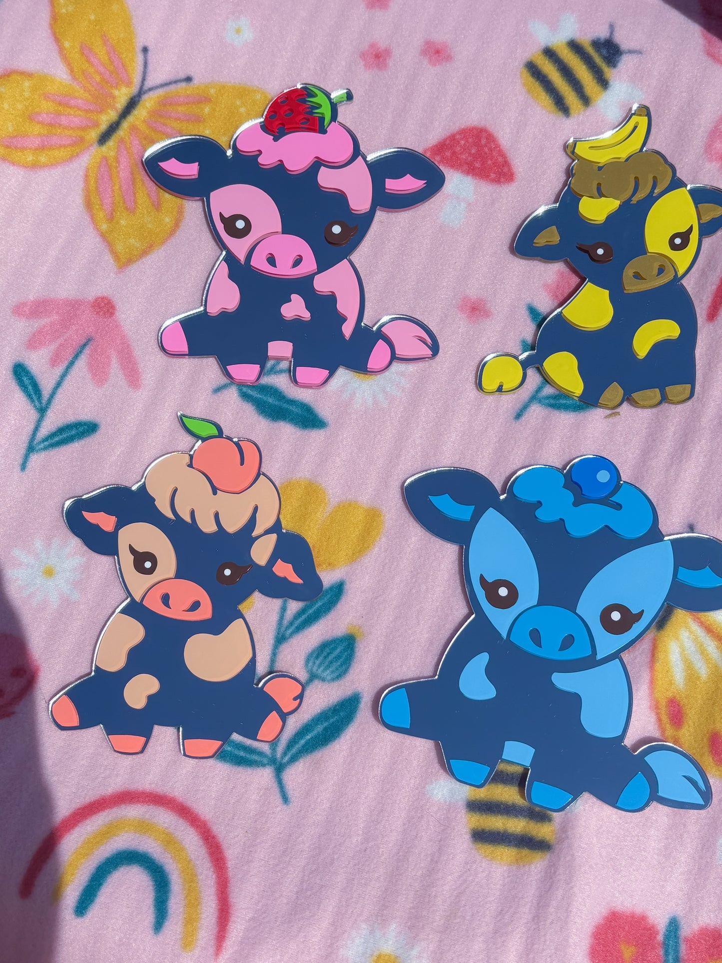 Blueberry cow shaped acrylic mirror