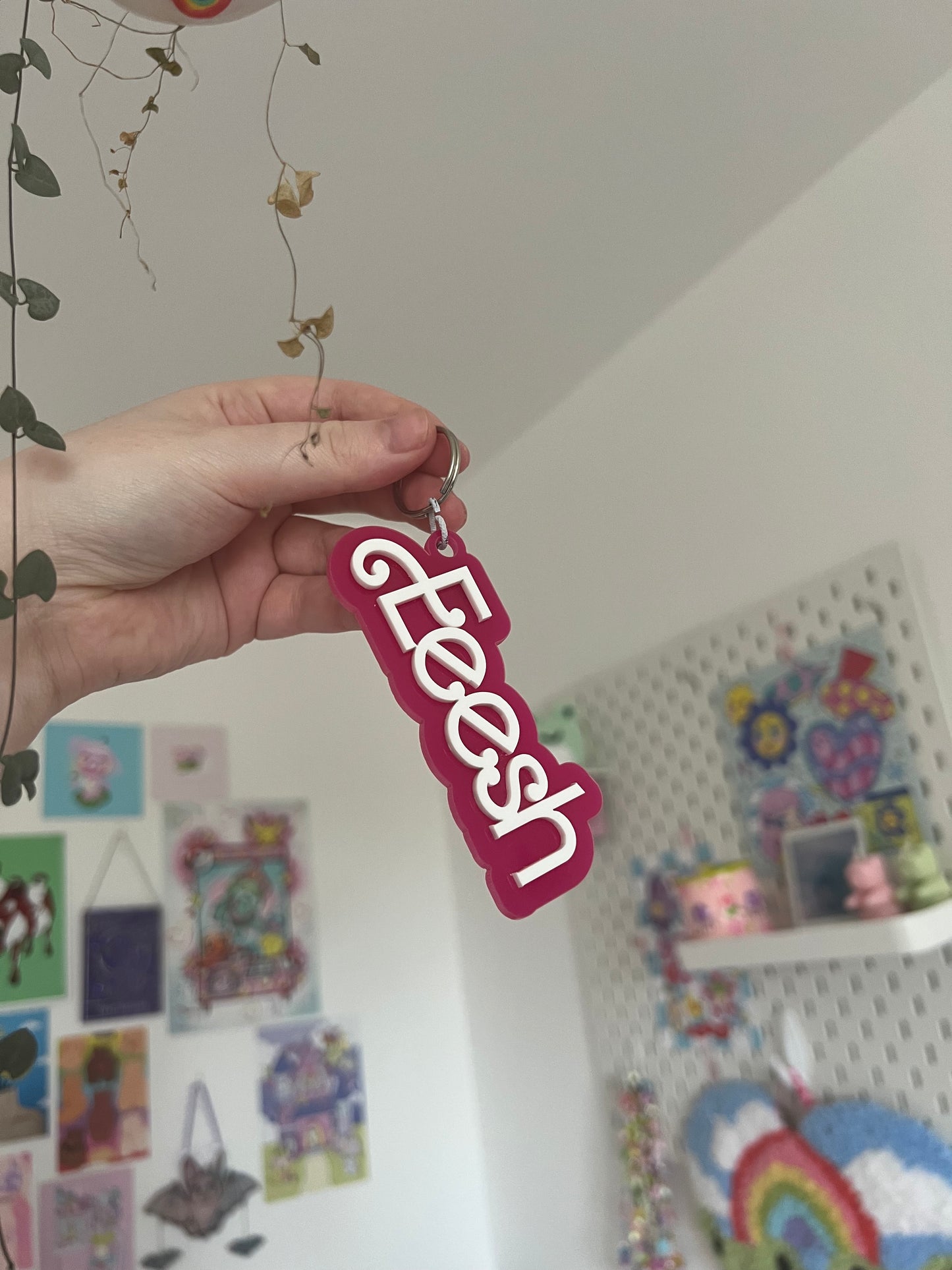 Large acrylic name keyring