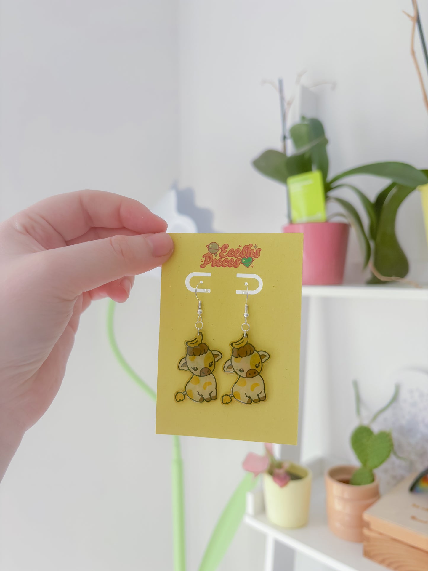 Banana cow earrings