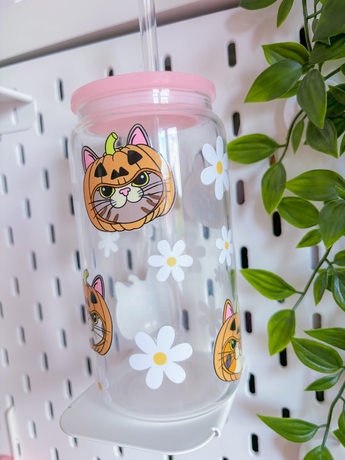 Pumpkin cats glass can