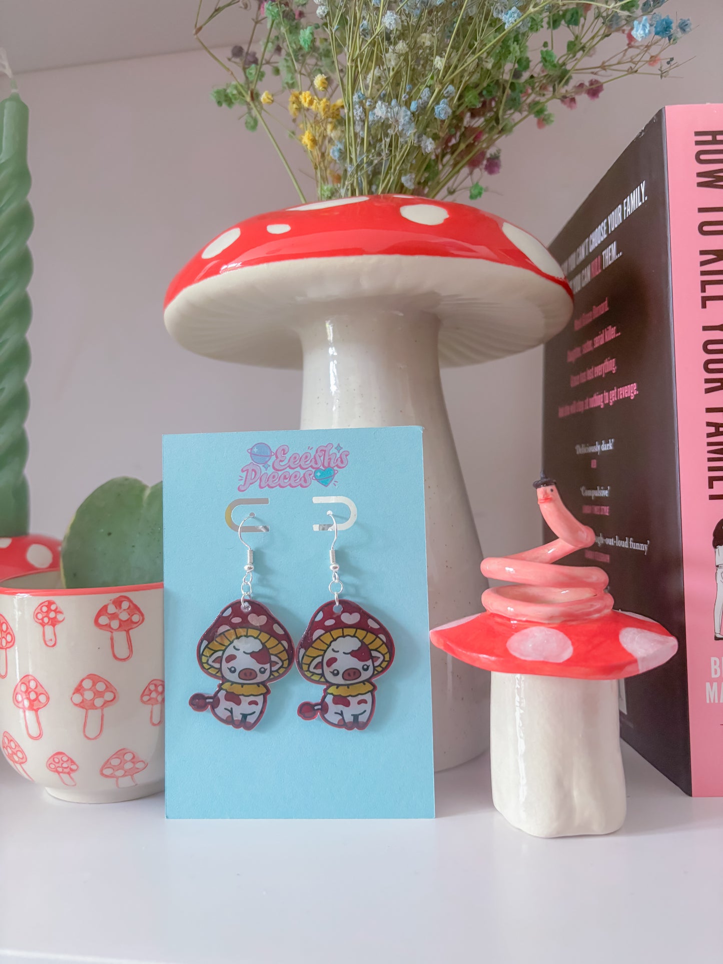 Mushie cow earrings