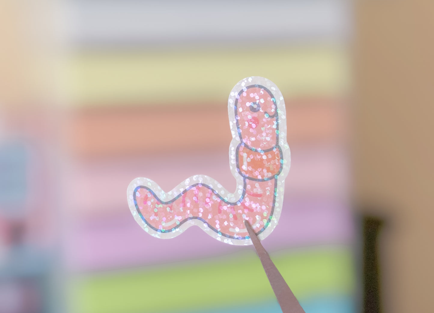 Wormie holographic sticker