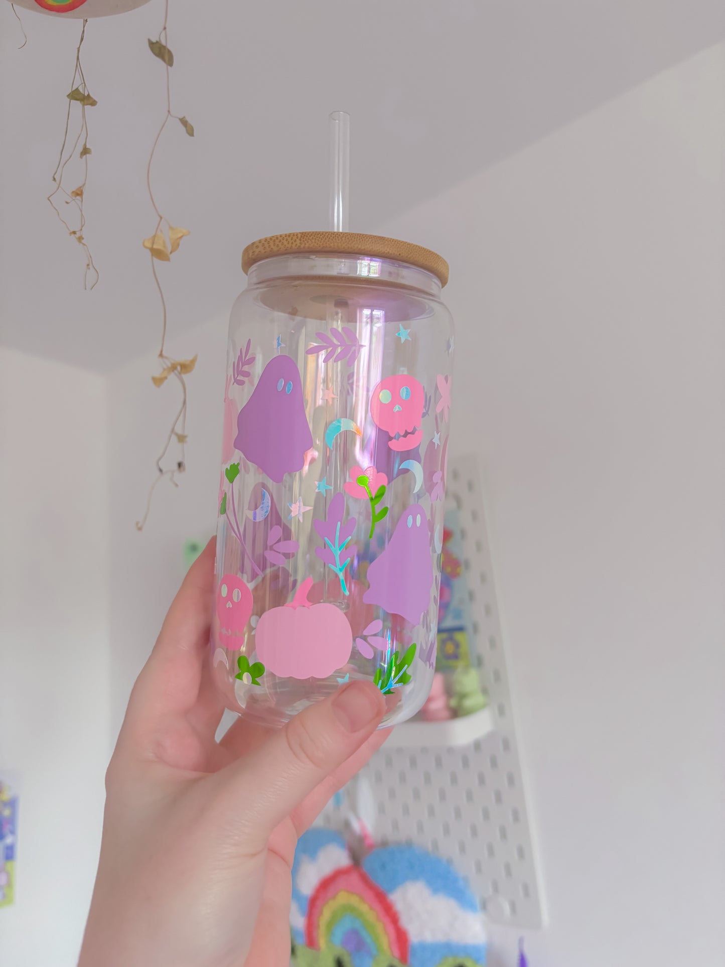 Pastel ghouls iridescent glass can