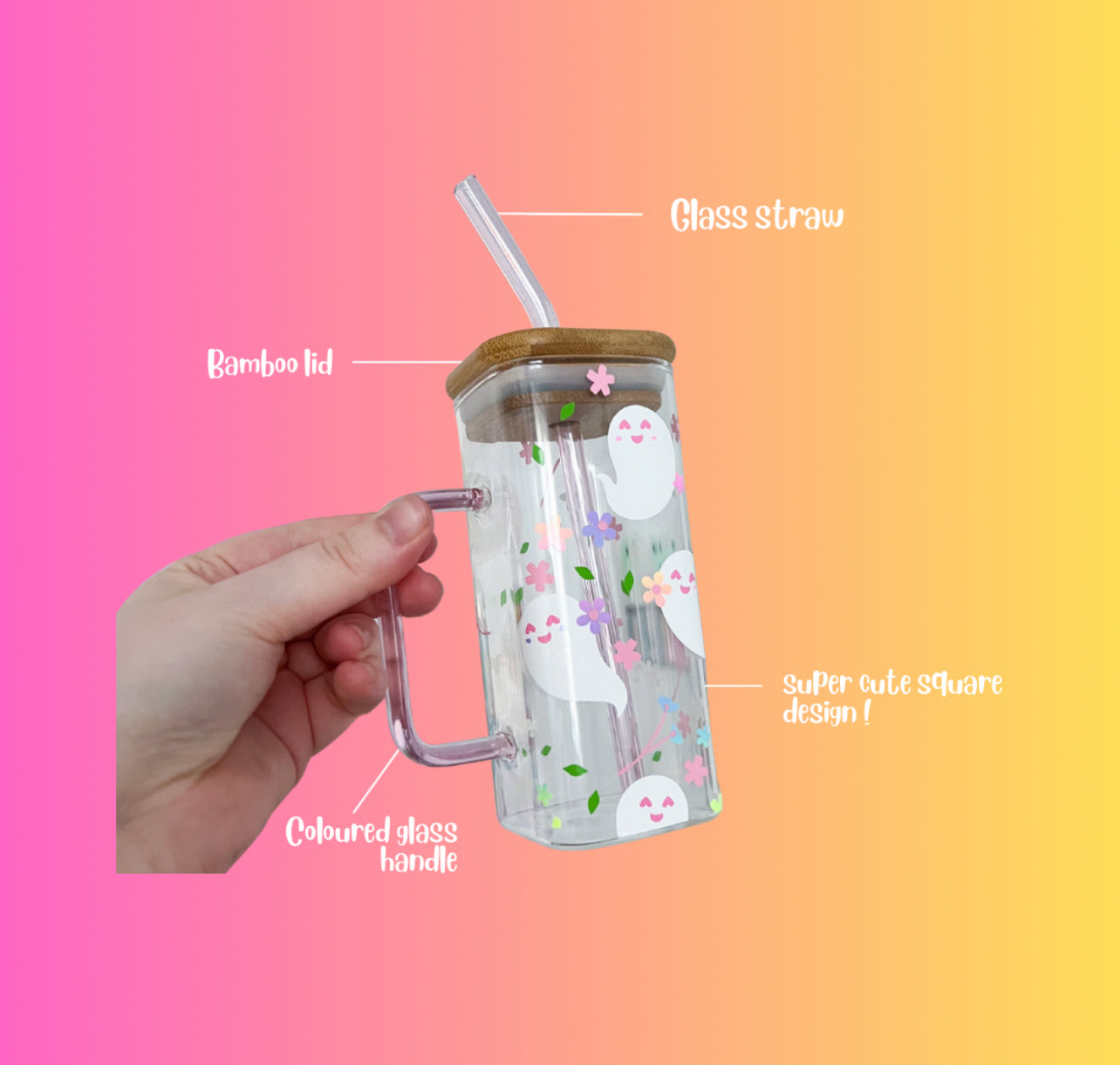 Spring ghosties square glass tumbler