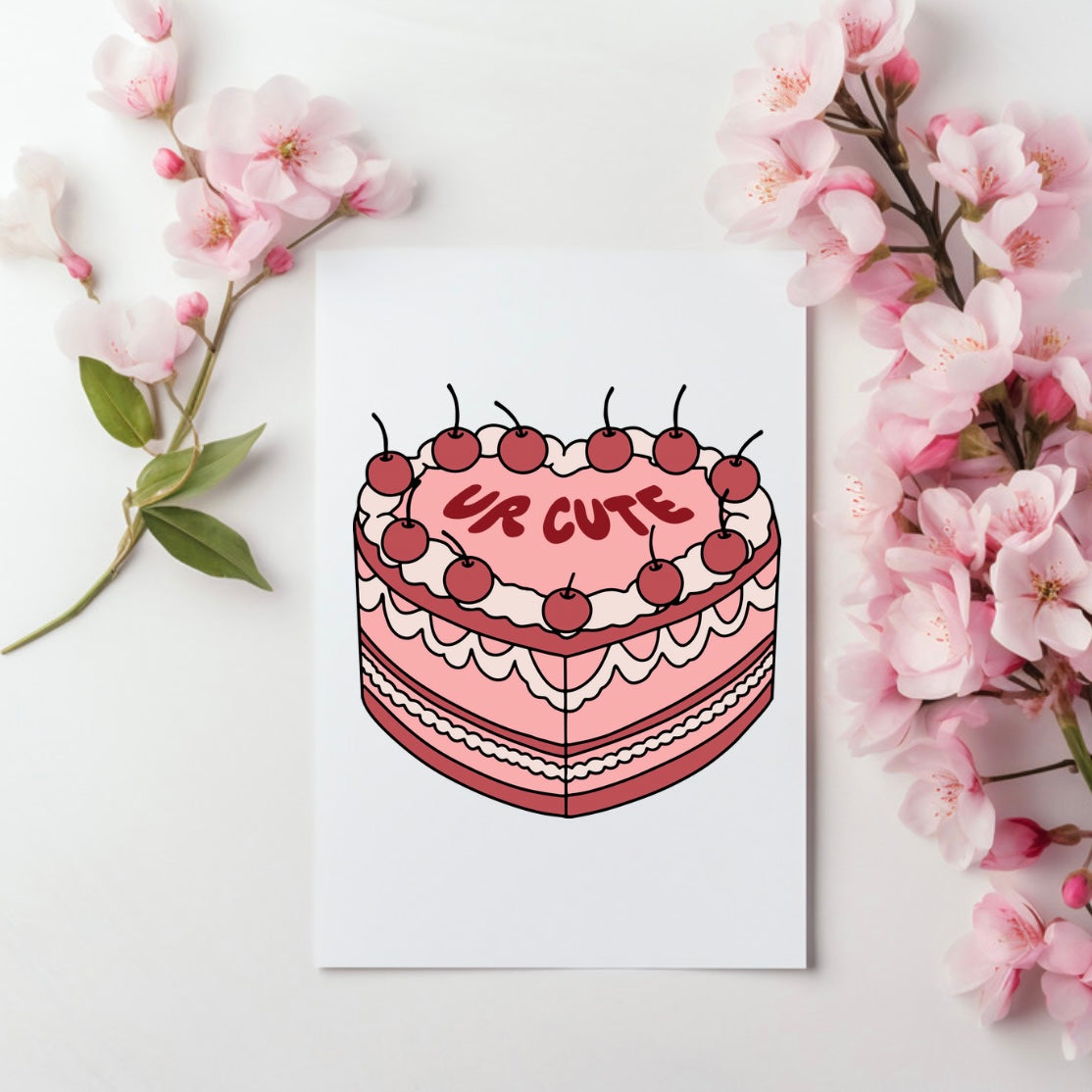 Ur cute retro cake valentines card