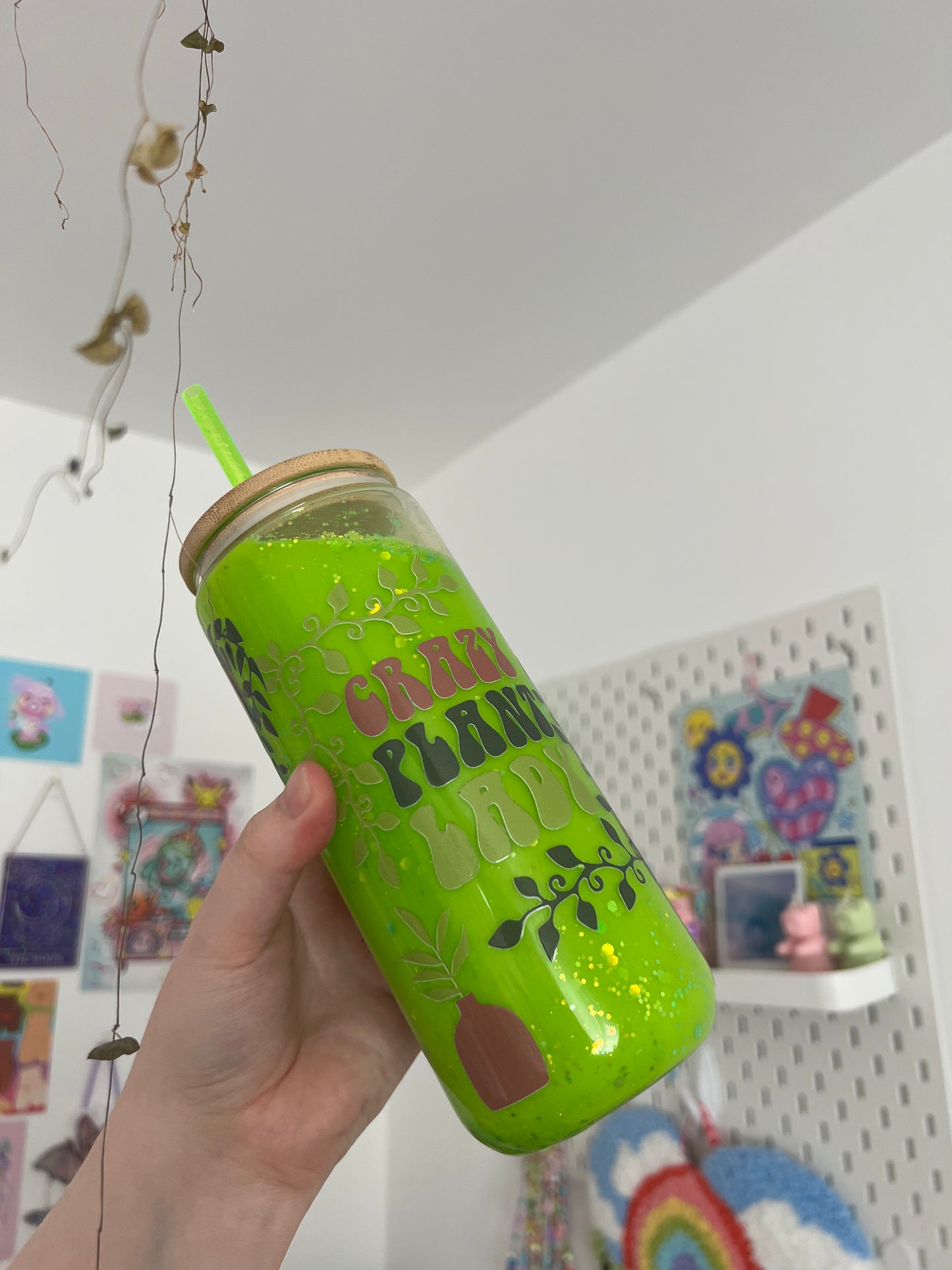Crazy plant lady green snowglobe tumbler