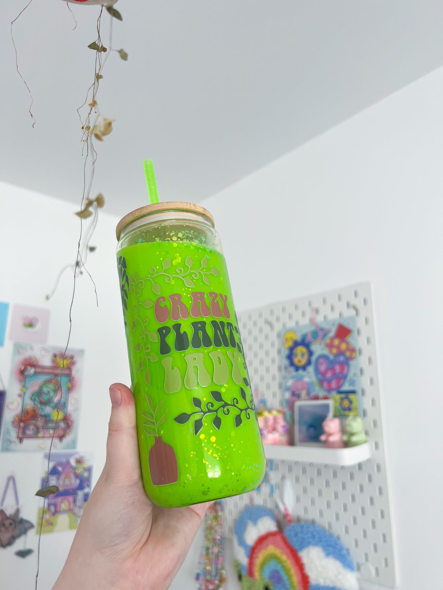 Crazy plant lady green snowglobe tumbler
