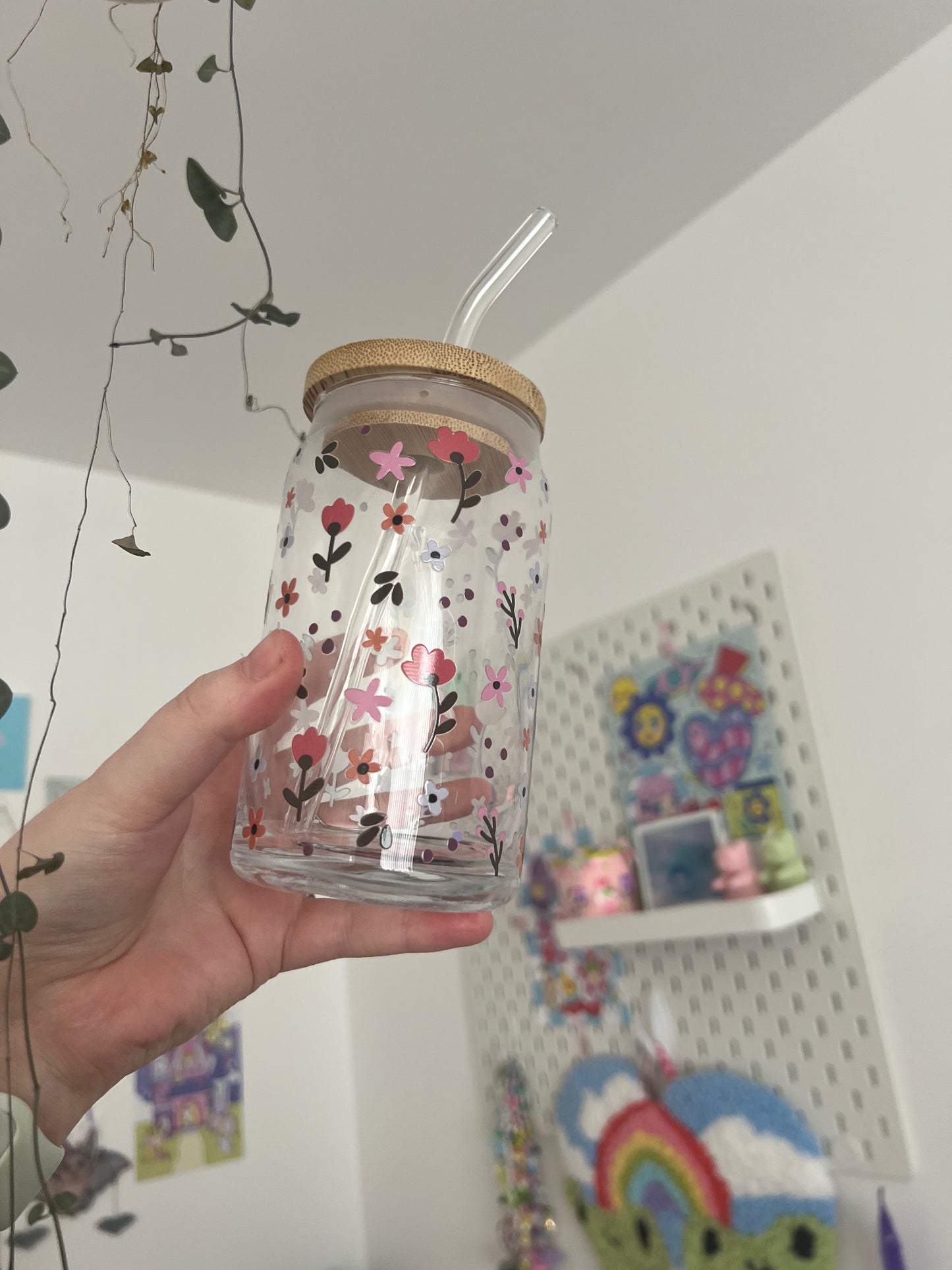 16oz wildflowers glass Libbey can