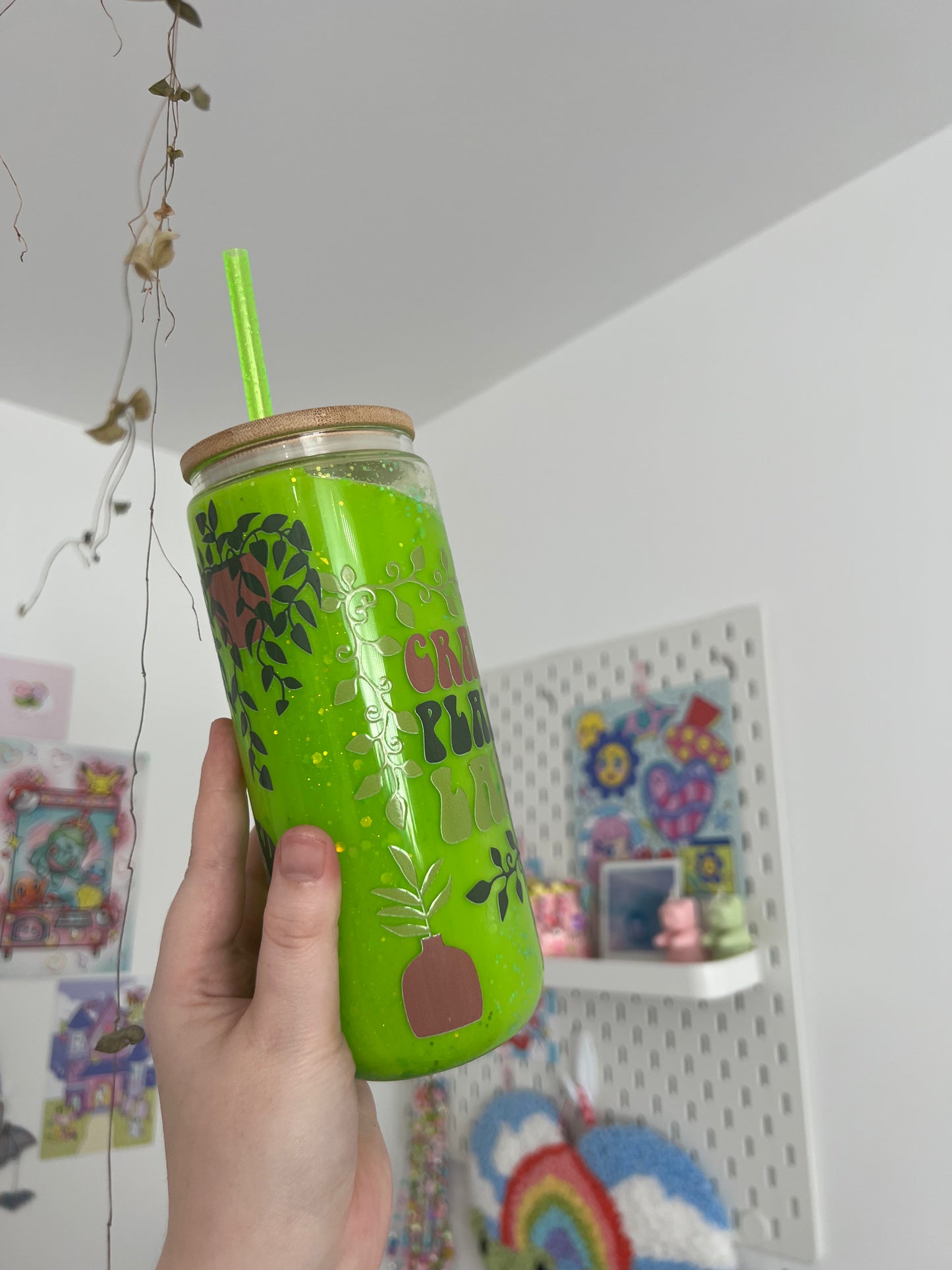 Crazy plant lady green snowglobe tumbler