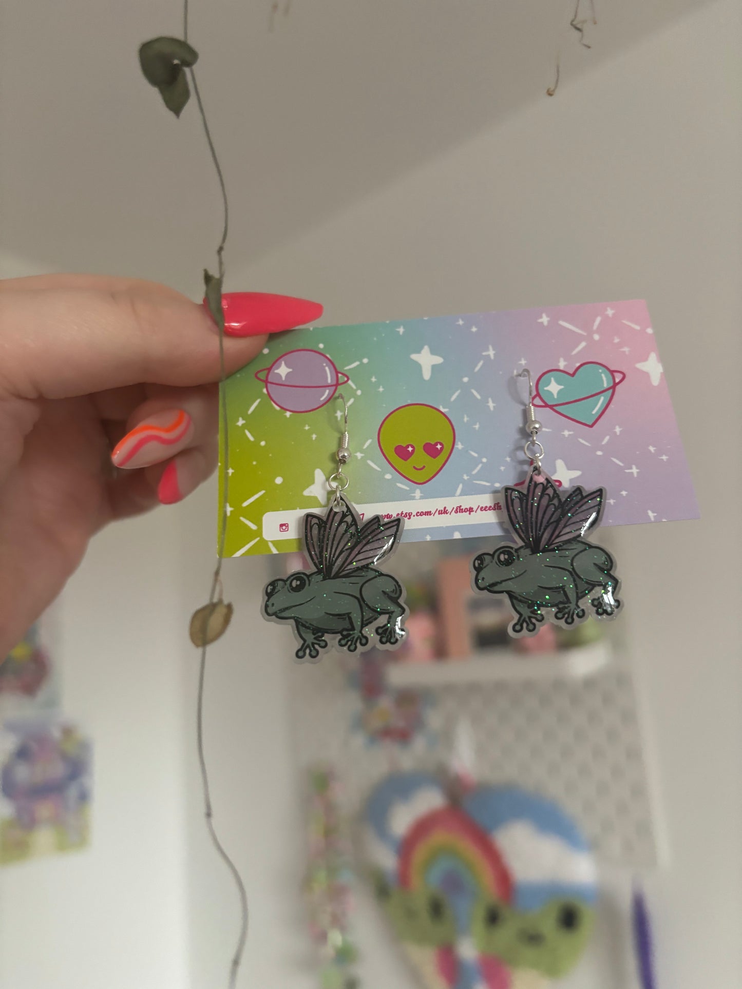 Fairy frog earrings