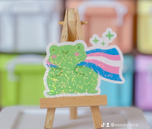 Transgender pride froggy holographic sticker