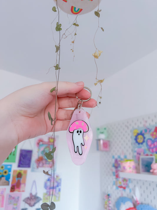 Mushie ghost resin motel keychain