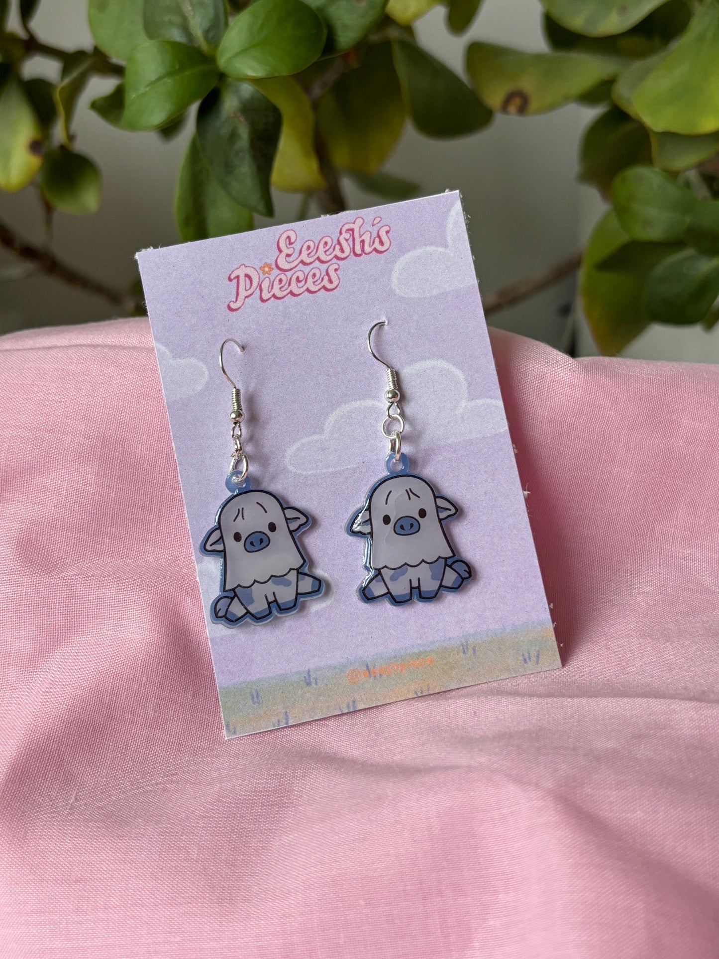 Ghost cow earrings