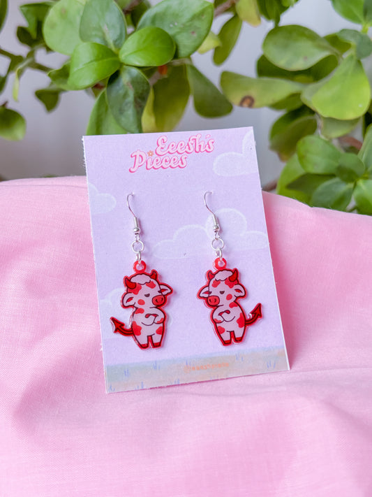 Devil cow earrings