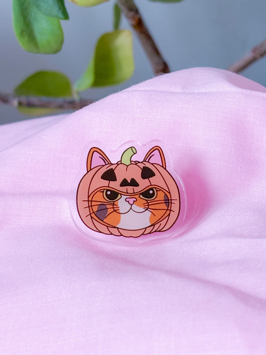 Pumpkin kitty acrylic pin