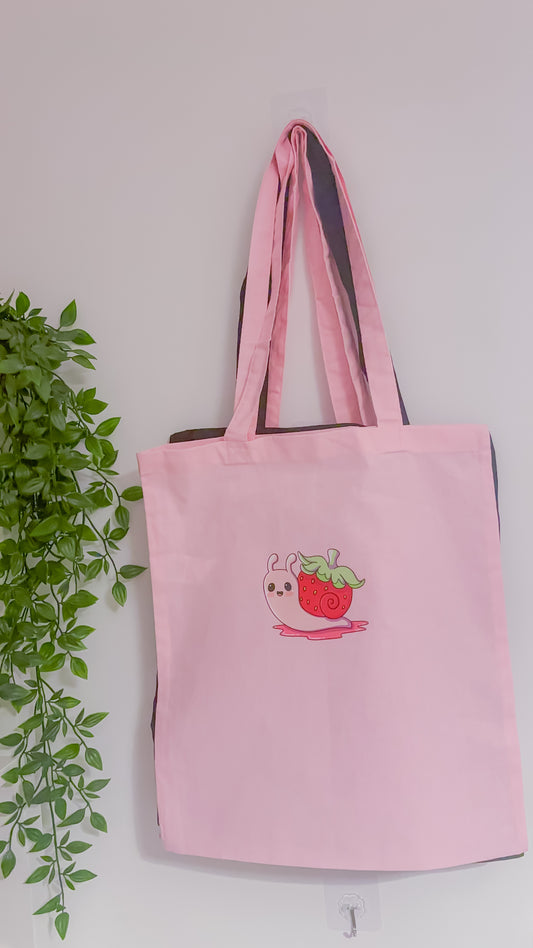 Strawberry snail tote bag