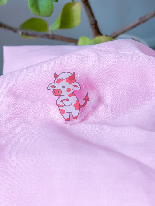 Devil cow acrylic pin