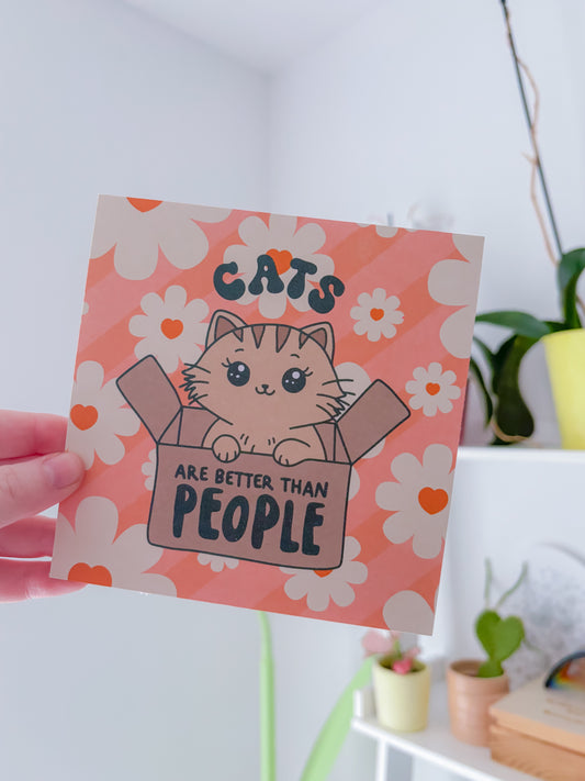 Cats > people square print - groovy background