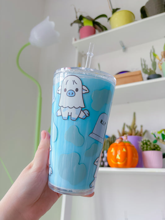 Ghost cow milkglobe tumbler