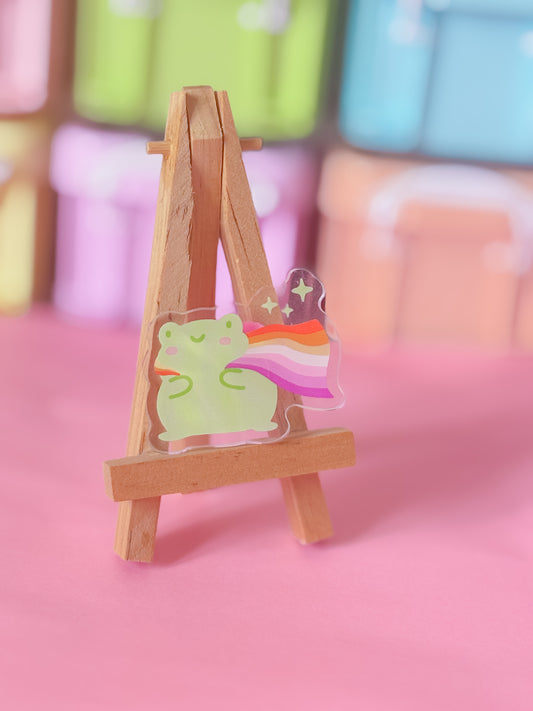 Lesbian pride froggy pin
