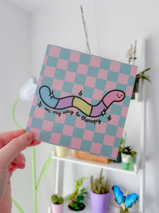 Therapy worm square art print