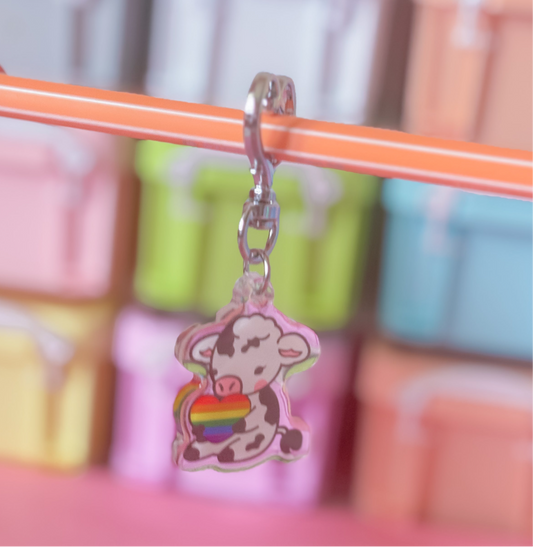 Pride cow keychain
