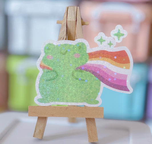 Lesbian pride froggy holographic sticker