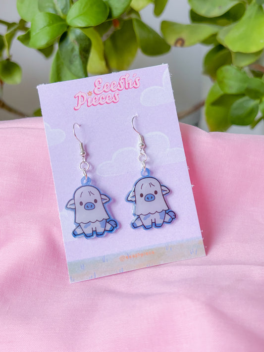 Ghost cow earrings