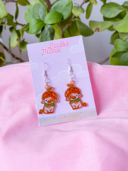 Pumpkin cow earrings