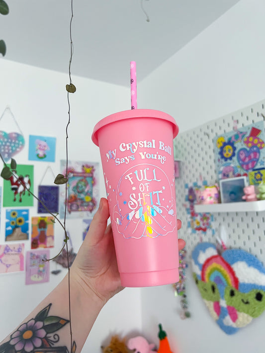 Pink crystal ball cold cup