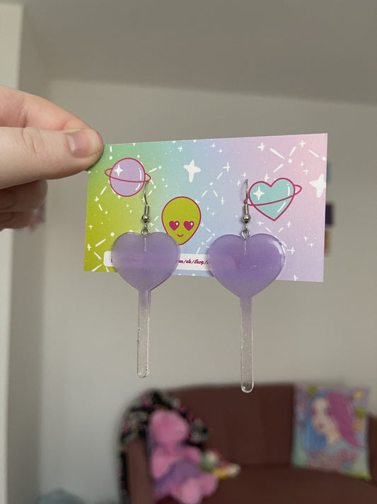 Heart lollipop earrings