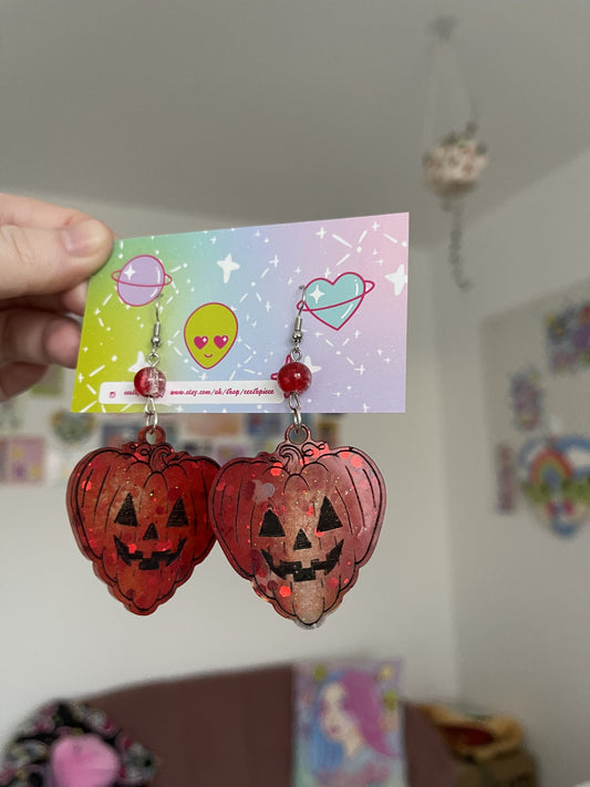 Valentines pumpkin earrings