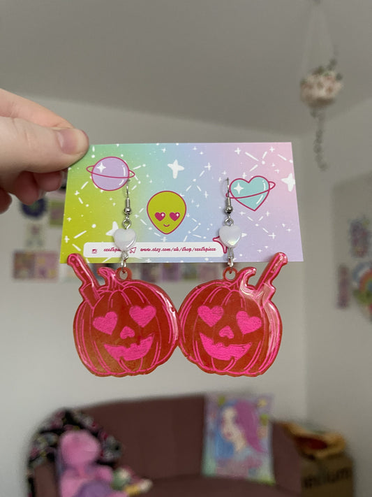 Valentines knife pumpkin earrings