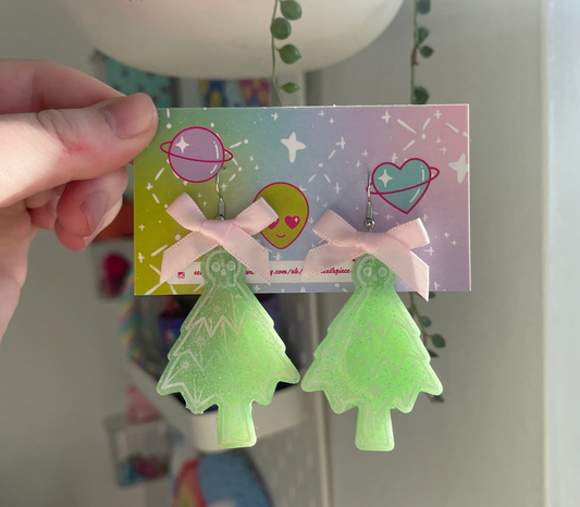 Pastel spooky christmas tree earrings