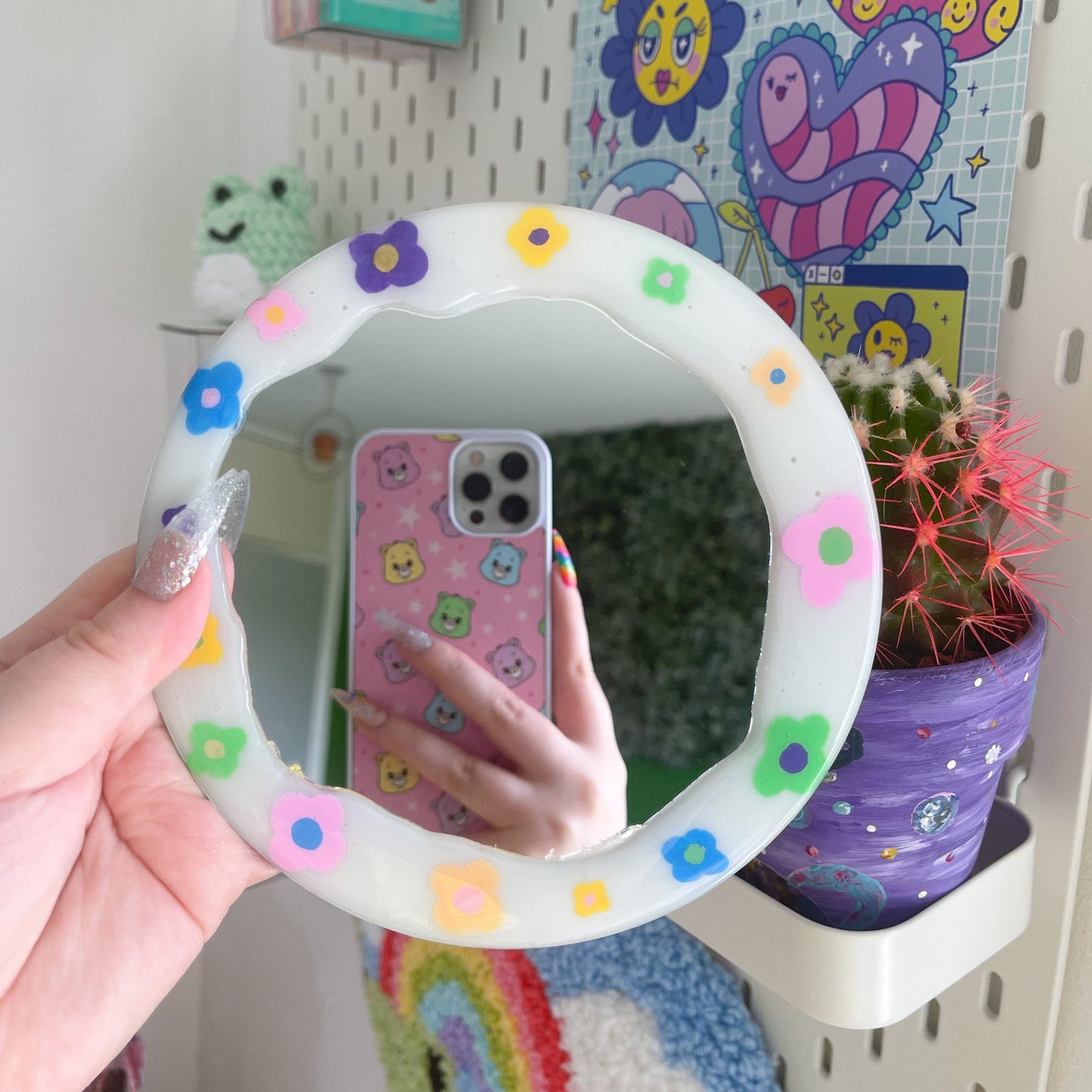 Floral resin mirror