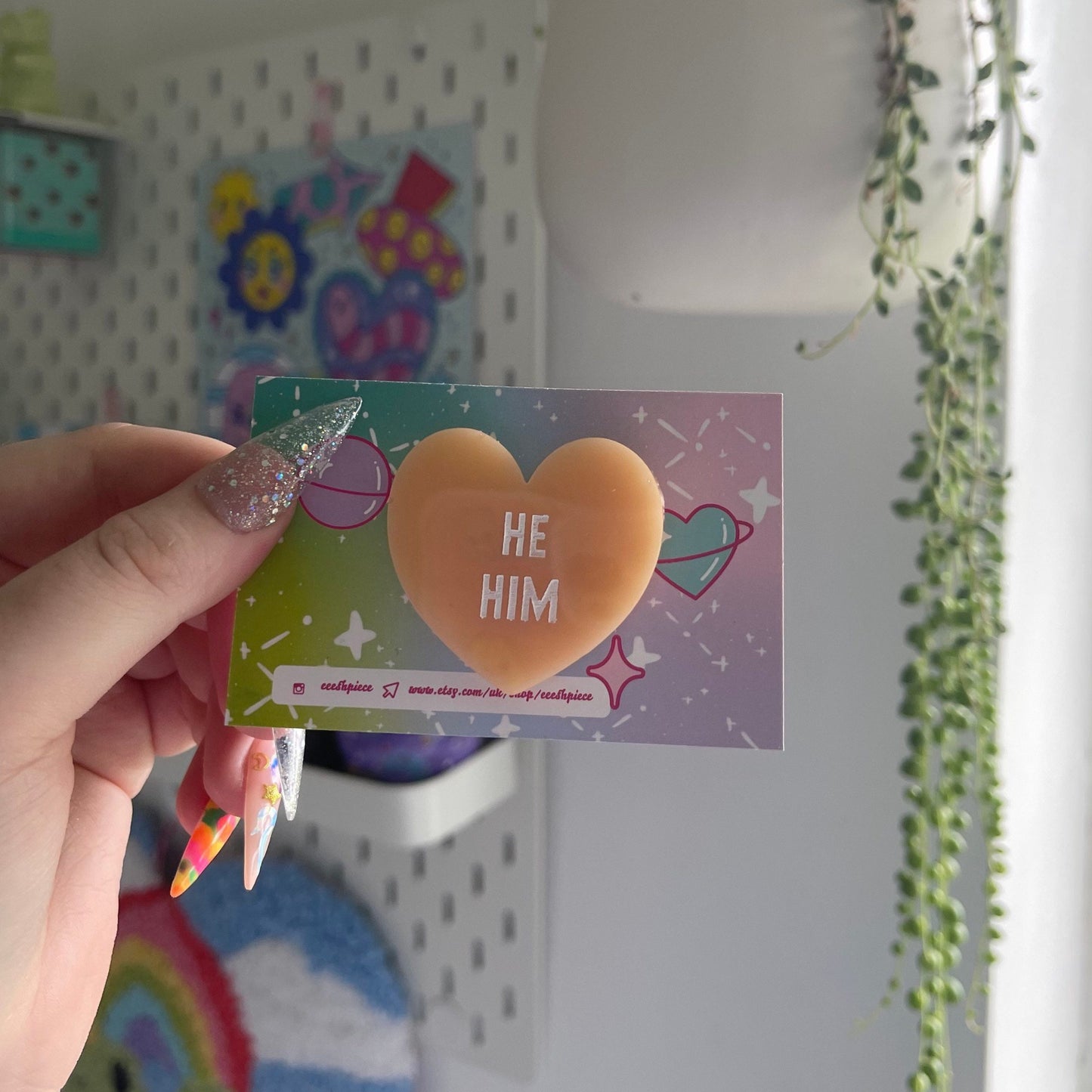Pastel heart pronoun pin (MULTIPLE OPTIONS)