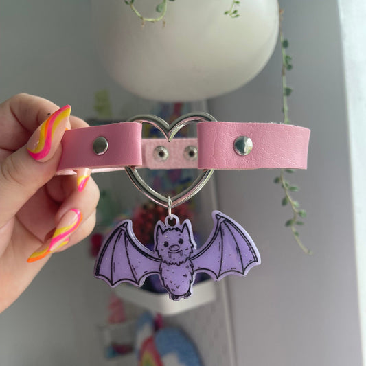 Faux leather pastel bat choker